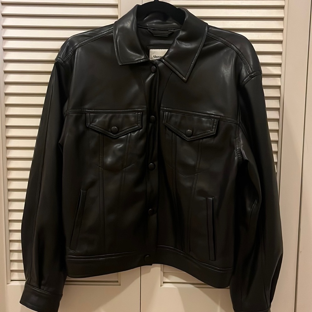 Abercrombie & Fitch vegan leather jacket size medium with snap buttons
